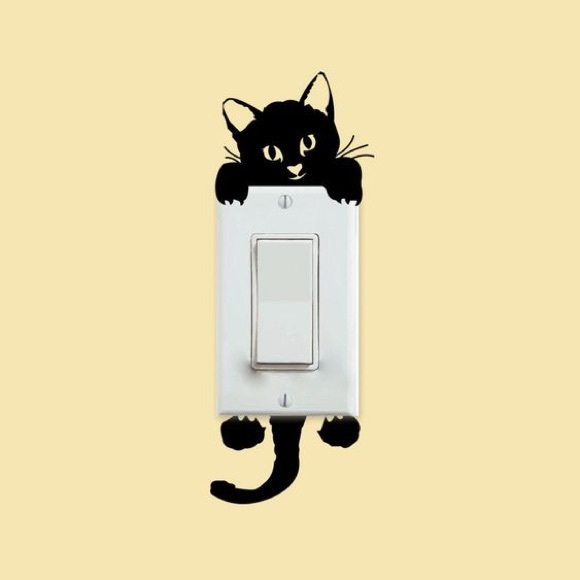 Curious Kitten Light Switch Wall Decal Sticker - Picture 2 of 2